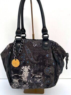 George Gina & Lucy Crownparice Paisley Nylon Bag Heavy Carabiner Hardware Y2K